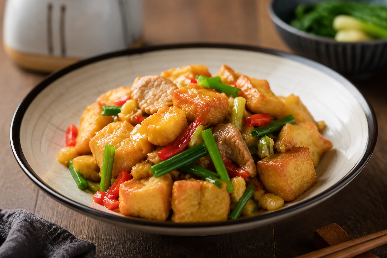 豆腐泡炒肉 豆腐泡炒肉